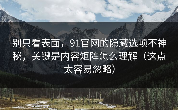 别只看表面，91官网的隐藏选项不神秘，关键是内容矩阵怎么理解（这点太容易忽略）