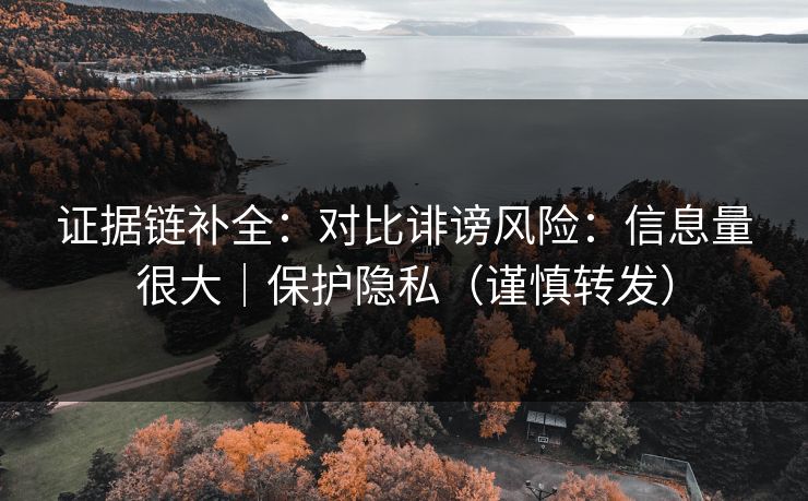 证据链补全：对比诽谤风险：信息量很大｜保护隐私（谨慎转发）